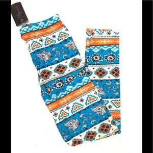 New Sunset Garden Orange Blue Peachskin Legging OS